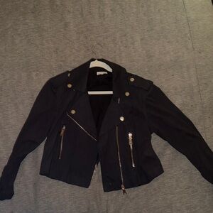 DANIELLE BERNSTEIN Black Moto Jacket with Metallic Hardware